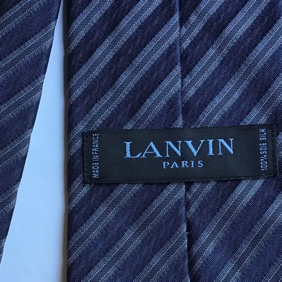 LANVIN Paris gray striped all silk/soie tie made in France 🇫🇷 - Picture 1 of 5